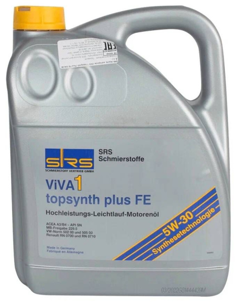 SRS Масло моторное VIVA 1 topsynth Plus FE 5W-30 (5 л.)