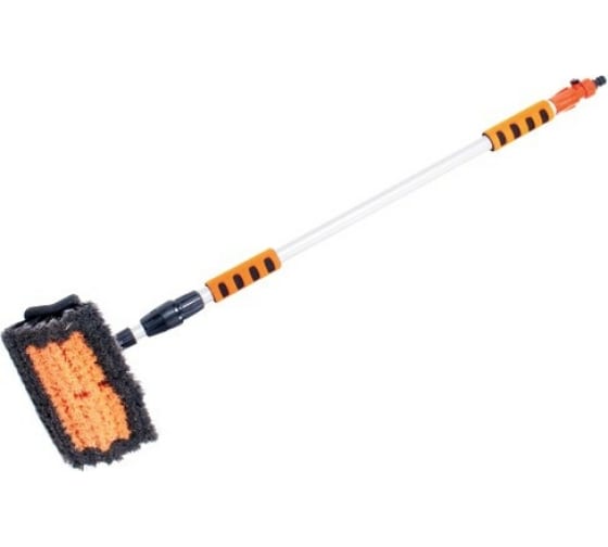 Щетка AB-1964 для мойки (под шланг) телескопическая с клапаном регулировки воды 105-168см АВТОСТОП /
