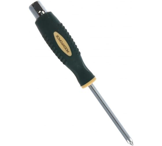 Отвертка крестовая RF-70210080 силовая магнитная "Profi" S2  PH1.0х80мм, на пластиковом держателе RO