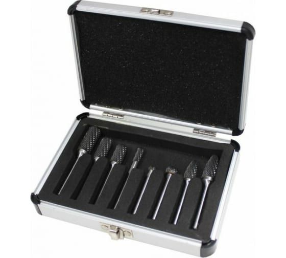 Набор шарошек металлических RF-61709 разнопрофильных по металлу "PROFI" 8пр.(Ø хвостовика 6мм),в алл