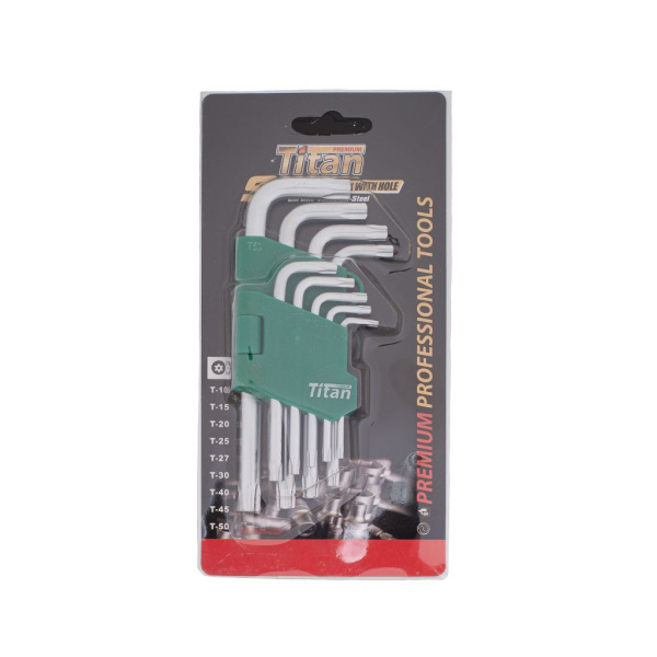 Набор шестигранников с шаром TITAN Premium 9шт Torx (звёздочка) малый (Т10-Т50)