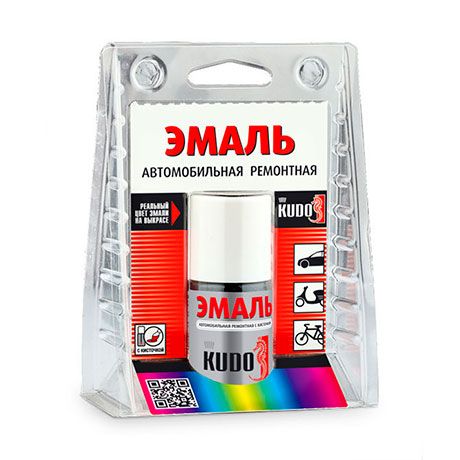 KUDO KU-70690 Эмаль авто. ремонт. с кист. "Снежная королева" 15мл./6шт.