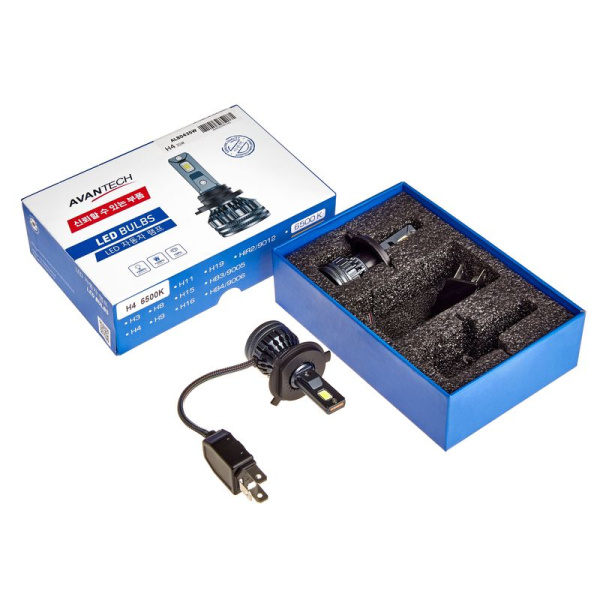 Лампа светодиодная  LED Avantech H4 12V 35W, 6500К  3500lm(комплект 2 шт.)