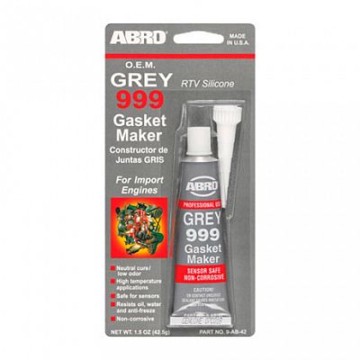 ABRO герметик 999 СЕРЫЙ малый силиконовый 9-AB-42-RW 42.5 г. 1шт./12шт.