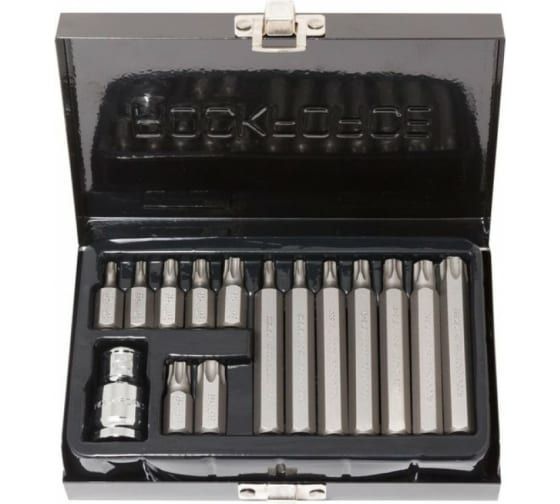 Набор бит RF-4156C TORX с битодержателем,15пр. 1/2"(L: 30/75мм; Т20,Т25,Т30,Т40,Т45,Т50,Т55), в кейс