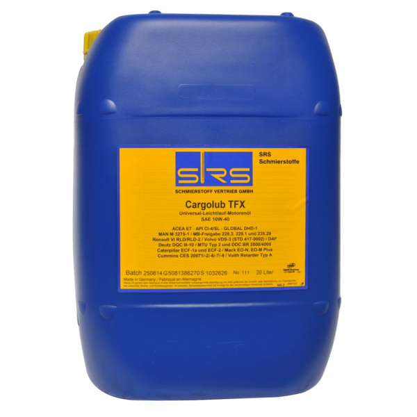 SRS Масло моторное Cargolub TFX 10W-40 E7/3 (20 л.)