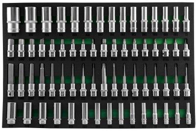 S04HD4366SV Набор головок глубоких 3/8", 1/2"DR и насадок  1/2"DR с вставками-битами в EVA ложе