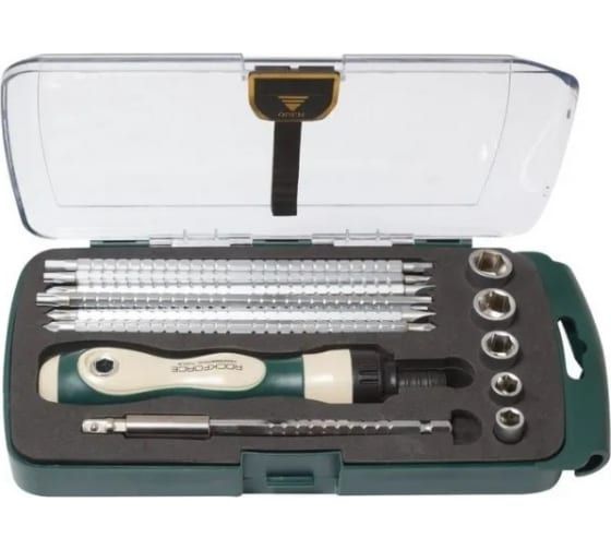 Отвертка RF-2133 реверсивная телескоп. переставная 2в1с набором бит и головок 13пр.  ROCKFORCE /1