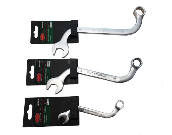 Ключ рожково-накидной 10мм RF-76110A S-образный на пластиковом держателе ROCKFORCE /1/10