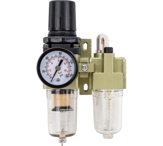 Блок подготовки воздуха мини  для пневмосистемы (фильтр-регулятор + лубрикатор) 1/4 диапазон регулир