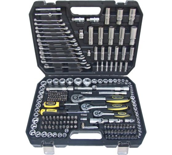 Набор инструмента ER-80216: 1/2"&1/4"&3/8"DR 6-гранный 216 предметов ЭВРИКА /1/2
