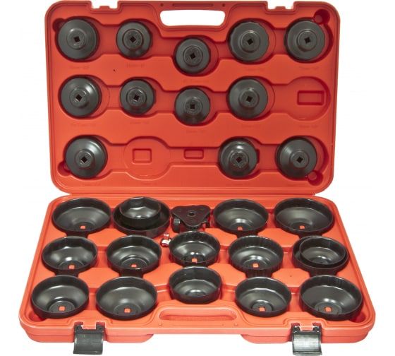 Набор съемников ER-86845 масляных фильтров 3/8",30пр.в кейсе ЭВРИКА  /1/4