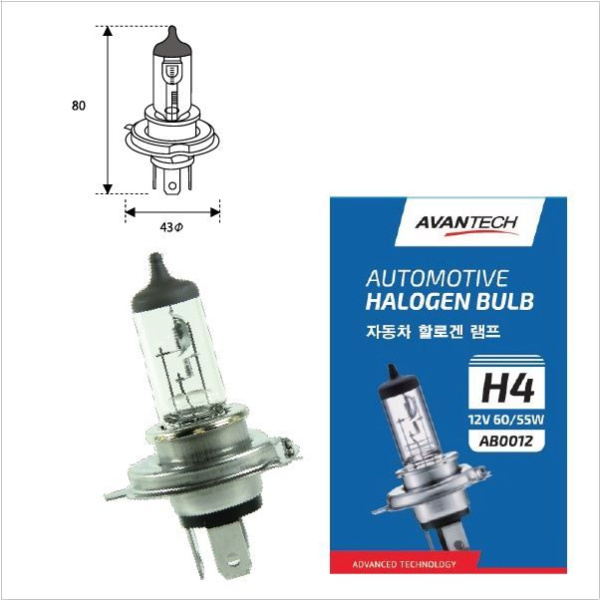 Лампа головного света Avantech H4 (HB2) 12V 60 55W