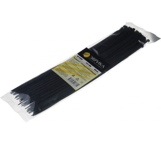 Хомут пластиковый ER-15400 черный 5.0x400мм универсальный (100шт) ЭВРИКА /1/300